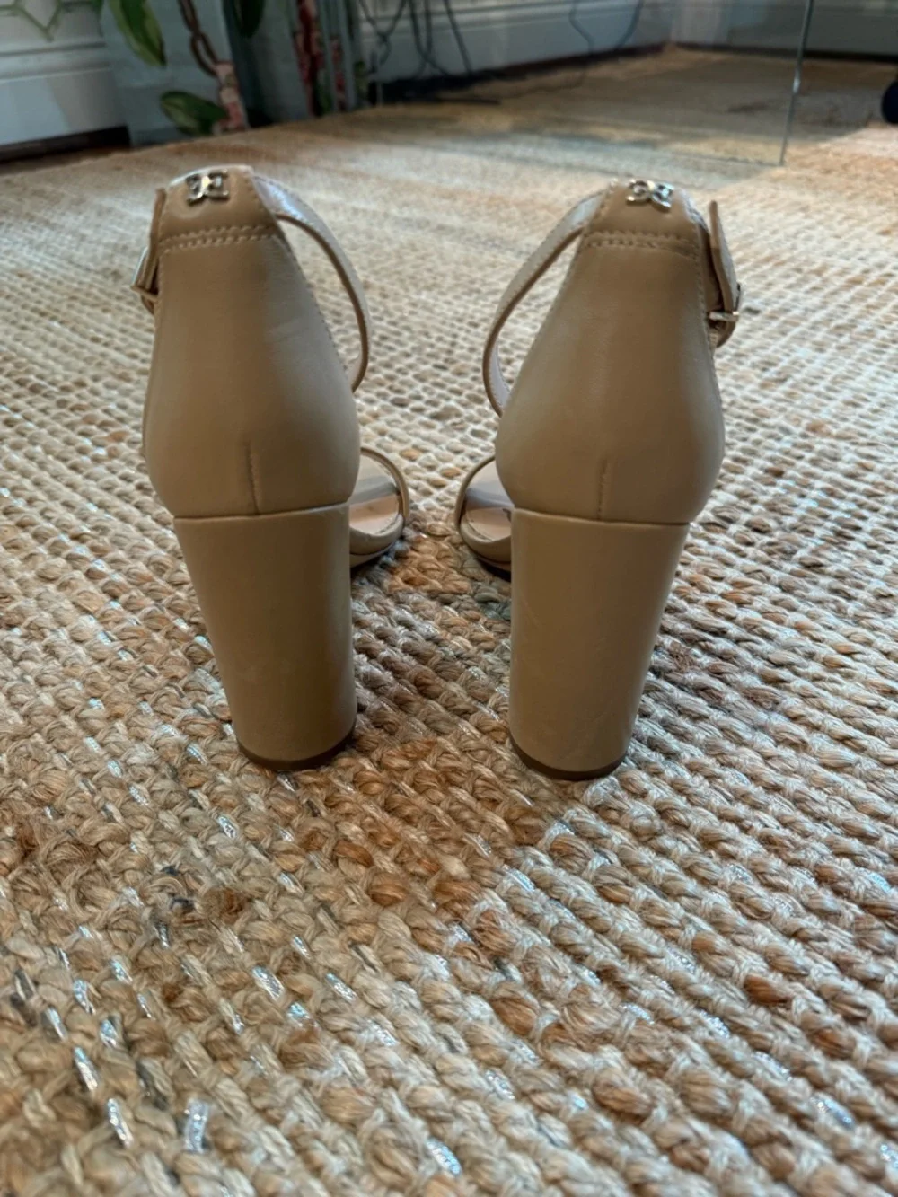 Sam Edelman Nude Open-Toe Ankle Strap Block Heels - Picture 3 of 3